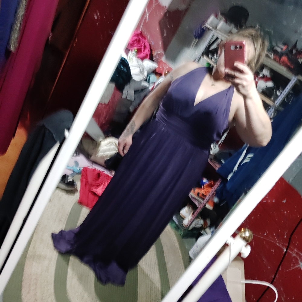 Social Bridesmaids Deep Purple Backless Dress
